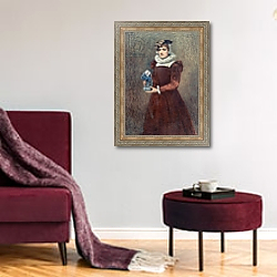 «Mary Seton, Companion and Friend of Mary Stuart» в интерьере гостиной в бордовых тонах «Mary Seton, Companion and Friend of Mary Stuart» в интерьере гостиной в бордовых тонах