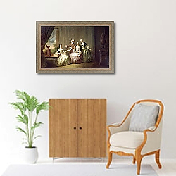 «Family in an Interior with Squirrels, possibly the Burton Family from Eltham, Kent, 1755-60» в интерьере в классическом стиле над комодом «Family in an Interior with Squirrels, possibly the Burton Family from Eltham, Kent, 1755-60» в интерьере в классическом стиле над комодом