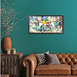 «Tom Thumb riding a Horse, 1957» в интерьере в классическом стиле в синих тонах «Tom Thumb riding a Horse, 1957» в интерьере в классическом стиле в синих тонах