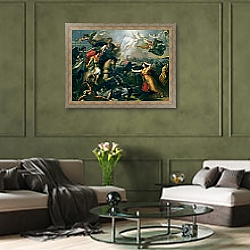«Allegory of the Battle of Marengo» в интерьере гостиной в оливковых тонах «Allegory of the Battle of Marengo» в интерьере гостиной в оливковых тонах