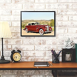 «Packard Twelve Collapsible Touring Cabriolet by Brunn '1938» в интерьере гостиной в стиле лофт с кирпичной стеной «Packard Twelve Collapsible Touring Cabriolet by Brunn '1938» в интерьере гостиной в стиле лофт с кирпичной стеной