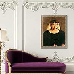«Portrait of a Woman with a White Hairnet» в интерьере в классическом стиле над банкеткой «Portrait of a Woman with a White Hairnet» в интерьере в классическом стиле над банкеткой