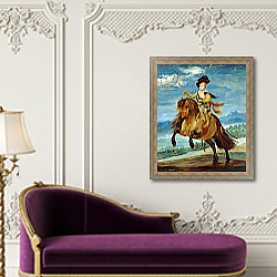 «Prince Balthasar Carlos on horseback, c.1635-36» в интерьере в классическом стиле над банкеткой «Prince Balthasar Carlos on horseback, c.1635-36» в интерьере в классическом стиле над банкеткой