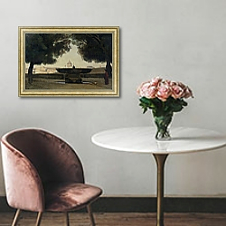 «The Fountain of the French Academy in Rome, 1826-27» в интерьере в классическом стиле над креслом «The Fountain of the French Academy in Rome, 1826-27» в интерьере в классическом стиле над креслом