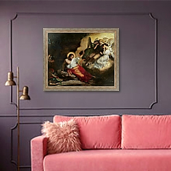 «Christ in the Garden of Olives, 1827» в интерьере гостиной с розовым диваном «Christ in the Garden of Olives, 1827» в интерьере гостиной с розовым диваном