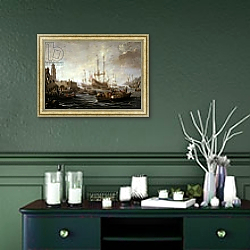 «Seascape» в интерьере прихожей в зеленых тонах над комодом «Seascape» в интерьере прихожей в зеленых тонах над комодом