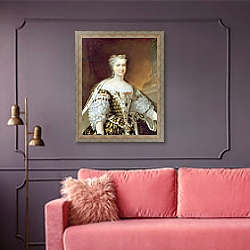 «Portrait of Maria Leszczynska, Queen of France and Navarre» в интерьере спальни с акцентной стеной «Portrait of Maria Leszczynska, Queen of France and Navarre» в интерьере спальни с акцентной стеной