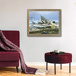 «The Polar Sea, 1824» в интерьере гостиной в бордовых тонах «The Polar Sea, 1824» в интерьере гостиной в бордовых тонах