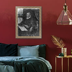 «Portrait of Giovanni Pierluigi da Palestrina» в интерьере спальни с акцентной стеной «Portrait of Giovanni Pierluigi da Palestrina» в интерьере спальни с акцентной стеной