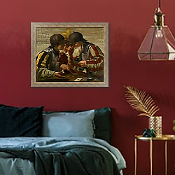 «The Gamblers, 1623» в интерьере спальни с акцентной стеной «The Gamblers, 1623» в интерьере спальни с акцентной стеной