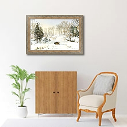 «Winter on Ravensdale Road, Hastings-on-Hudson, 1890» в интерьере в классическом стиле над комодом «Winter on Ravensdale Road, Hastings-on-Hudson, 1890» в интерьере в классическом стиле над комодом