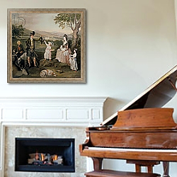 «John, the 4th Duke of Atholl and his family, 1780» в интерьере классической гостиной над камином «John, the 4th Duke of Atholl and his family, 1780» в интерьере классической гостиной над камином