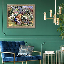 «In the Garden, 1917» в интерьере в классическом стиле с зеленой стеной «In the Garden, 1917» в интерьере в классическом стиле с зеленой стеной