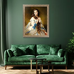 «Portrait of Madame Rimsky-Korsakov nee Varvara Dmitrievna Mergassov, 1864» в интерьере зеленой гостиной над диваном «Portrait of Madame Rimsky-Korsakov nee Varvara Dmitrievna Mergassov, 1864» в интерьере зеленой гостиной над диваном
