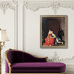 «Francesca da Rimini and Paolo Malatesta, 1819» в интерьере в классическом стиле над банкеткой «Francesca da Rimini and Paolo Malatesta, 1819» в интерьере в классическом стиле над банкеткой