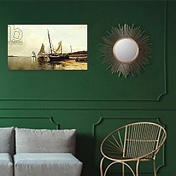 «Calm Morning, Portland Harbor,» в интерьере в классическом стиле в синих тонах «Calm Morning, Portland Harbor,» в интерьере в классическом стиле в синих тонах
