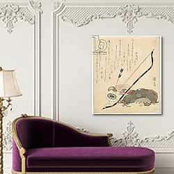 «Three Luminaries, Edo period, early or mid 1820s» в интерьере гостиной в бордовых тонах «Three Luminaries, Edo period, early or mid 1820s» в интерьере гостиной в бордовых тонах