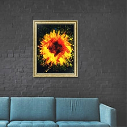 «You are a radiant sunflower, 2018» в интерьере в стиле лофт с черной кирпичной стеной «You are a radiant sunflower, 2018» в интерьере в стиле лофт с черной кирпичной стеной