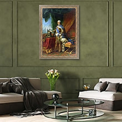 «Louis XV King of France & Navarre, 1750» в интерьере гостиной в бордовых тонах «Louis XV King of France & Navarre, 1750» в интерьере гостиной в бордовых тонах