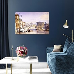 «The Rialto from the Grand Canal, 1852» в интерьере в классическом стиле в фиолетовых тонах «The Rialto from the Grand Canal, 1852» в интерьере в классическом стиле в фиолетовых тонах