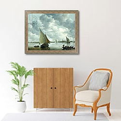 «Fishingboat in an Estuary, 1655» в интерьере в классическом стиле над комодом «Fishingboat in an Estuary, 1655» в интерьере в классическом стиле над комодом