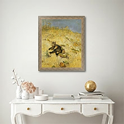 «A Cat Basking in the Sun, 1884» в интерьере в классическом стиле над столом «A Cat Basking in the Sun, 1884» в интерьере в классическом стиле над столом