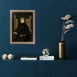 «Portrait of Madame Georges Bizet 1878» в интерьере в классическом стиле в синих тонах «Portrait of Madame Georges Bizet 1878» в интерьере в классическом стиле в синих тонах