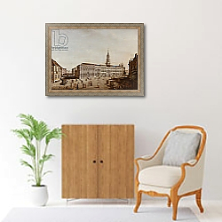 «View of Castle Street and the Fiaker Square, Potsdam, 1773» в интерьере в классическом стиле над комодом «View of Castle Street and the Fiaker Square, Potsdam, 1773» в интерьере в классическом стиле над комодом