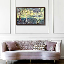 «Woodland, 2014» в интерьере гостиной с розовым диваном «Woodland, 2014» в интерьере гостиной с розовым диваном