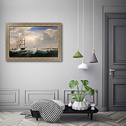 «Sailing Ships off the New England Coast, c.1855» в интерьере коридора в классическом стиле «Sailing Ships off the New England Coast, c.1855» в интерьере коридора в классическом стиле