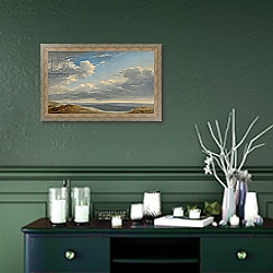 «Study of Clouds over the Roman Campagna c.1782-85» в интерьере прихожей в зеленых тонах над комодом «Study of Clouds over the Roman Campagna c.1782-85» в интерьере прихожей в зеленых тонах над комодом