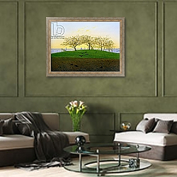 «Hills and Ploughed Fields near Dresden» в интерьере гостиной в оливковых тонах «Hills and Ploughed Fields near Dresden» в интерьере гостиной в оливковых тонах
