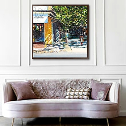 «Dappled Street Pondicherry, 2017» в интерьере в классическом стиле в синих тонах «Dappled Street Pondicherry, 2017» в интерьере в классическом стиле в синих тонах