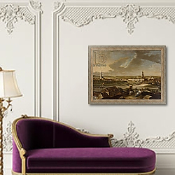 «View over Potsdam from Brauhausberg, 1772» в интерьере в классическом стиле над банкеткой «View over Potsdam from Brauhausberg, 1772» в интерьере в классическом стиле над банкеткой