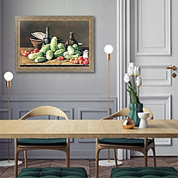 «Still Life with Cucumbers and Tomatoes» в интерьере классической кухни у двери «Still Life with Cucumbers and Tomatoes» в интерьере классической кухни у двери