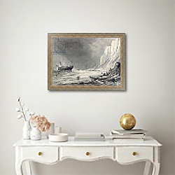 «A Wreck off Speeton Cliffs, Yorkshire» в интерьере в классическом стиле над столом «A Wreck off Speeton Cliffs, Yorkshire» в интерьере в классическом стиле над столом