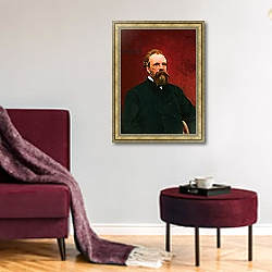 «Sergey Mikhailovich Tretyakov, 1895» в интерьере гостиной с розовым диваном «Sergey Mikhailovich Tretyakov, 1895» в интерьере гостиной с розовым диваном