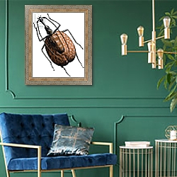 «Weevil, of the Beetle Family, 1966» в интерьере в классическом стиле с зеленой стеной «Weevil, of the Beetle Family, 1966» в интерьере в классическом стиле с зеленой стеной