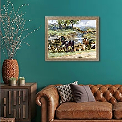 «Gypsy Encampment, Appleby, 1919» в интерьере гостиной в классическом стиле над диваном «Gypsy Encampment, Appleby, 1919» в интерьере гостиной в классическом стиле над диваном