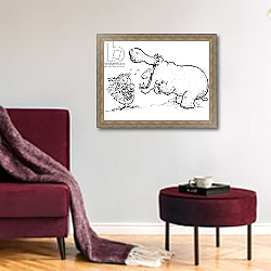 «'I'm Not Scared of You, Mr Hippo'» в интерьере гостиной в бордовых тонах «'I'm Not Scared of You, Mr Hippo'» в интерьере гостиной в бордовых тонах