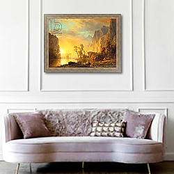 «Sunset in the Rockies» в интерьере гостиной в классическом стиле над диваном «Sunset in the Rockies» в интерьере гостиной в классическом стиле над диваном