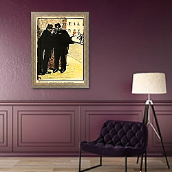 «Two policemen hide from the Commissioner's wife, from 'Crimes and Punishments', 1902» в интерьере в классическом стиле в фиолетовых тонах «Two policemen hide from the Commissioner's wife, from 'Crimes and Punishments', 1902» в интерьере в классическом стиле в фиолетовых тонах