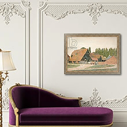 «Farm Buildings, Dorchester, Oxfordshire» в интерьере в классическом стиле над банкеткой «Farm Buildings, Dorchester, Oxfordshire» в интерьере в классическом стиле над банкеткой