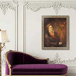 «Portrait of Ugo Foscolo» в интерьере в классическом стиле над банкеткой «Portrait of Ugo Foscolo» в интерьере в классическом стиле над банкеткой