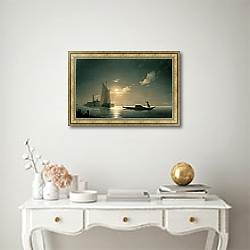 «Gondolier at Sea by Night, 1843» в интерьере в классическом стиле над креслом «Gondolier at Sea by Night, 1843» в интерьере в классическом стиле над креслом