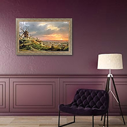 «View of the Butte Montmartre, c.1830» в интерьере в классическом стиле в фиолетовых тонах «View of the Butte Montmartre, c.1830» в интерьере в классическом стиле в фиолетовых тонах