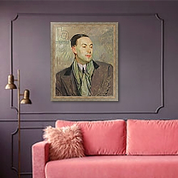 «Study for a Portrait of Paul Morand» в интерьере гостиной с розовым диваном «Study for a Portrait of Paul Morand» в интерьере гостиной с розовым диваном