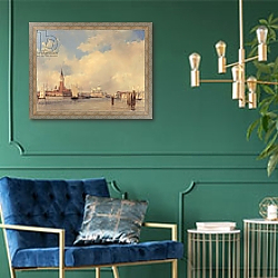 «View in Venice, with San Giorgio Maggiore, 1826» в интерьере в классическом стиле над креслом «View in Venice, with San Giorgio Maggiore, 1826» в интерьере в классическом стиле над креслом