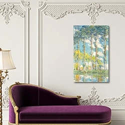 «The Poplars; Les Peupliers, 1891» в интерьере в классическом стиле в синих тонах «The Poplars; Les Peupliers, 1891» в интерьере в классическом стиле в синих тонах