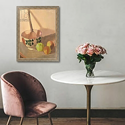 «Still Life with Apples and a Mixing Bowl, 1913» в интерьере в классическом стиле над креслом «Still Life with Apples and a Mixing Bowl, 1913» в интерьере в классическом стиле над креслом